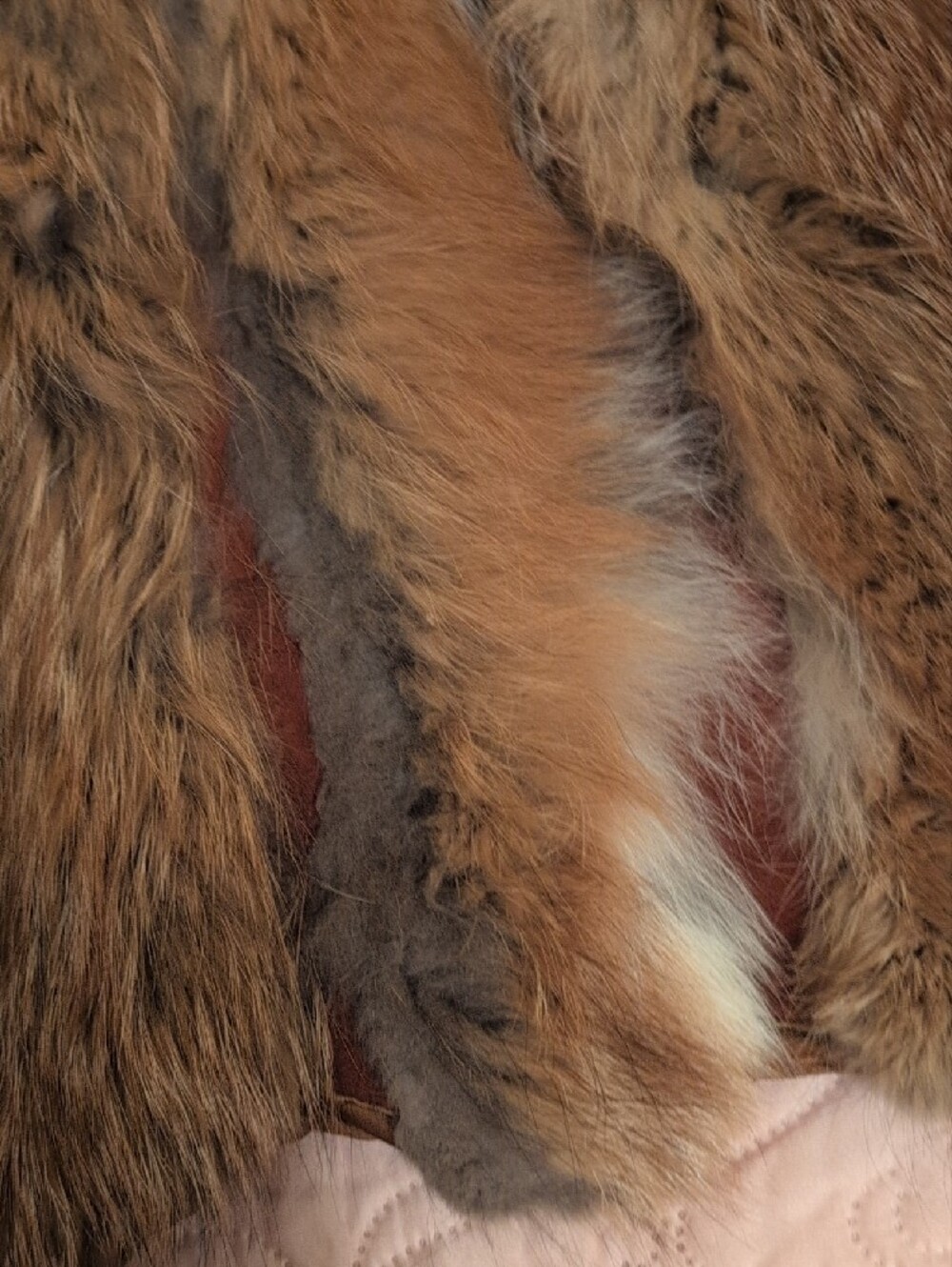 Vintage Red Fox Real Fur Jacket in Warm Brown Tones With Suede Insets - Picture 10 of 12
